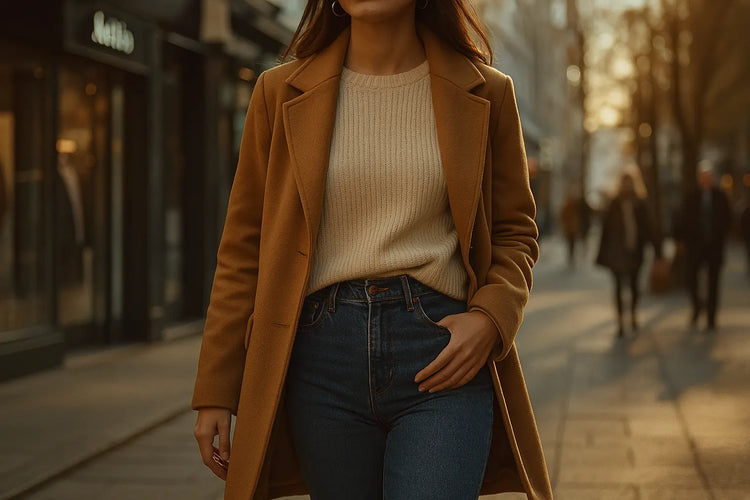 femme qui porte un manteau vintage