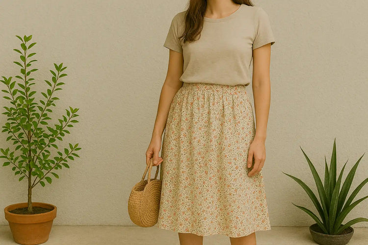 une femme avec des habits et accessoires vintage