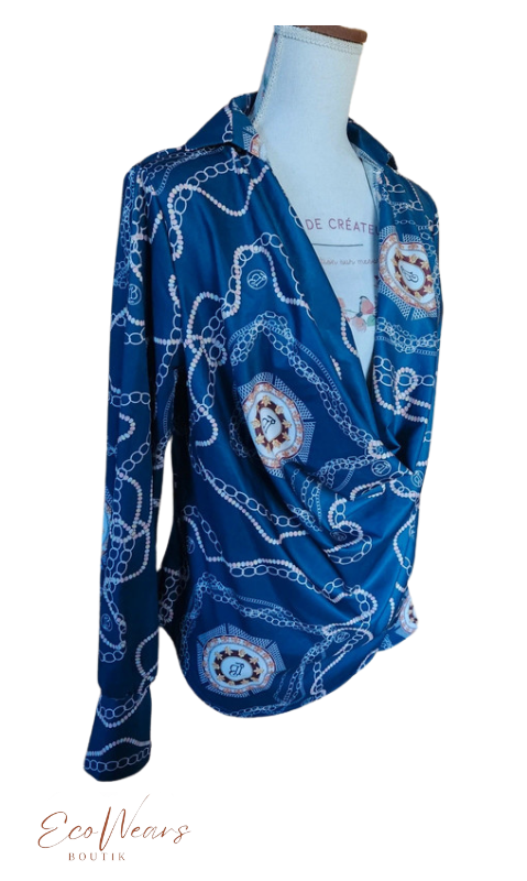 Blouse satinée col drapé