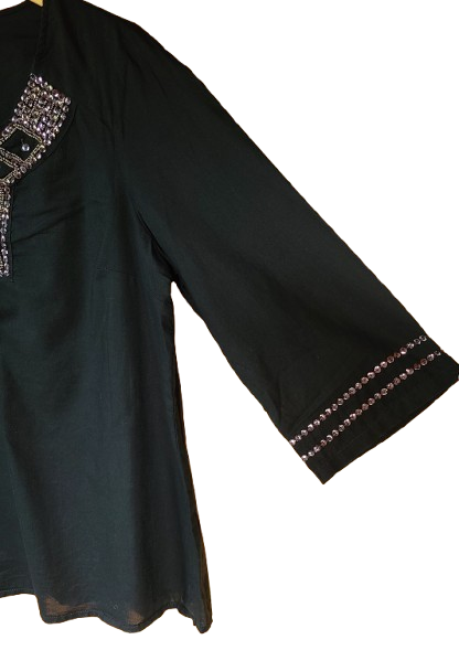 Blouse légère avec sequins et perles Made in Italy