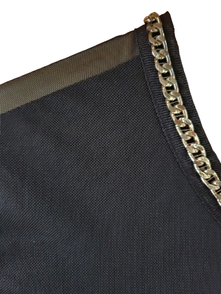 Cardigan/veste en voile semi-transparent avec chaîne dorée