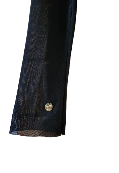 Cardigan/veste en voile semi-transparent avec chaîne dorée