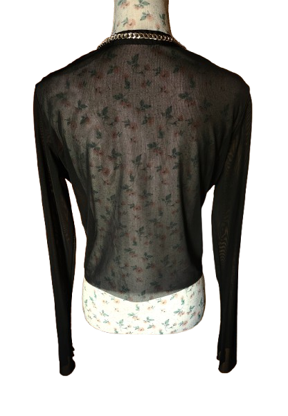 Cardigan/veste en voile semi-transparent avec chaîne dorée