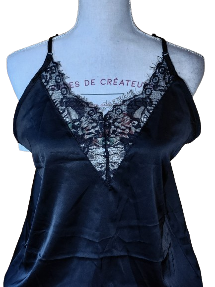 Nuisette body satinée avec dentelle