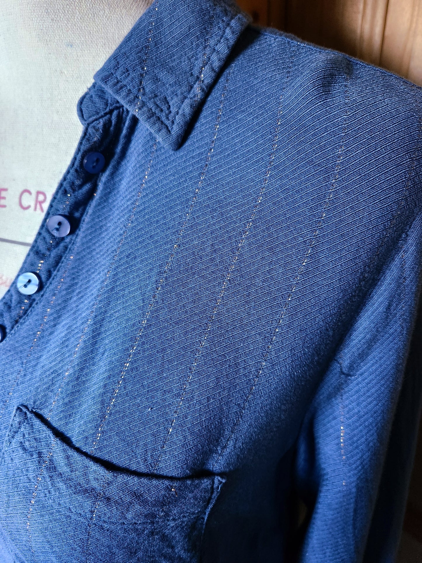 Blouse col chemise avec fils argentés Grain de Malice