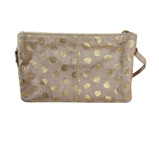 Petit sac à main beige/doré en croûte de cuir Galeries Lafayette