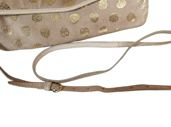 Petit sac à main beige/doré en croûte de cuir Galeries Lafayette