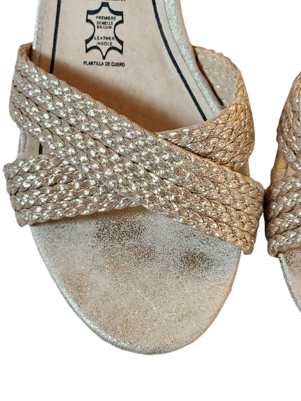 Sandales tressées beige/doré Christine Laure