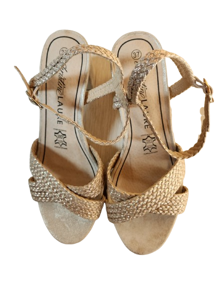 Sandales tressées beige/doré Christine Laure
