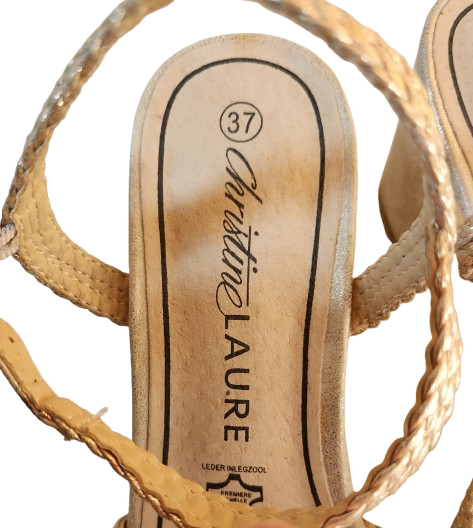 Sandales tressées beige/doré Christine Laure