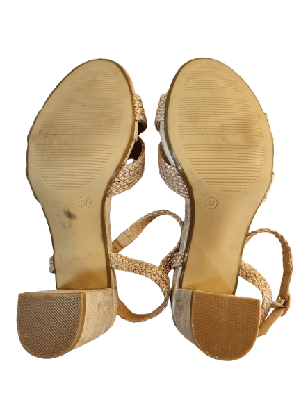 Sandales tressées beige/doré Christine Laure