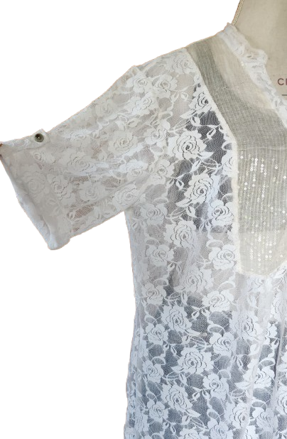 Robe de plage neuve en dentelle avec sequins Made in Italy