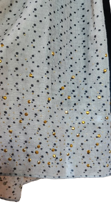 Grand foulard avec strass dorés