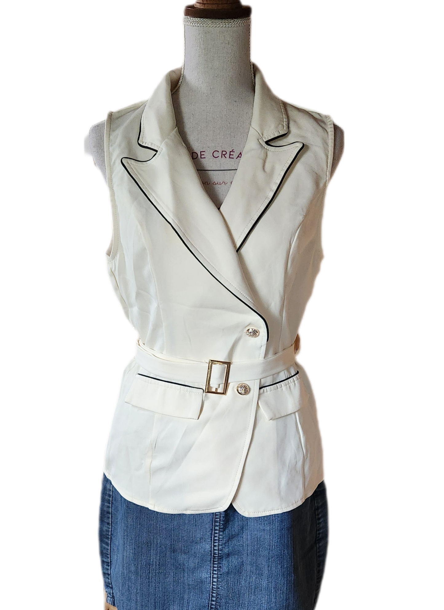 Veste blazer ceinturée sans manche Shein