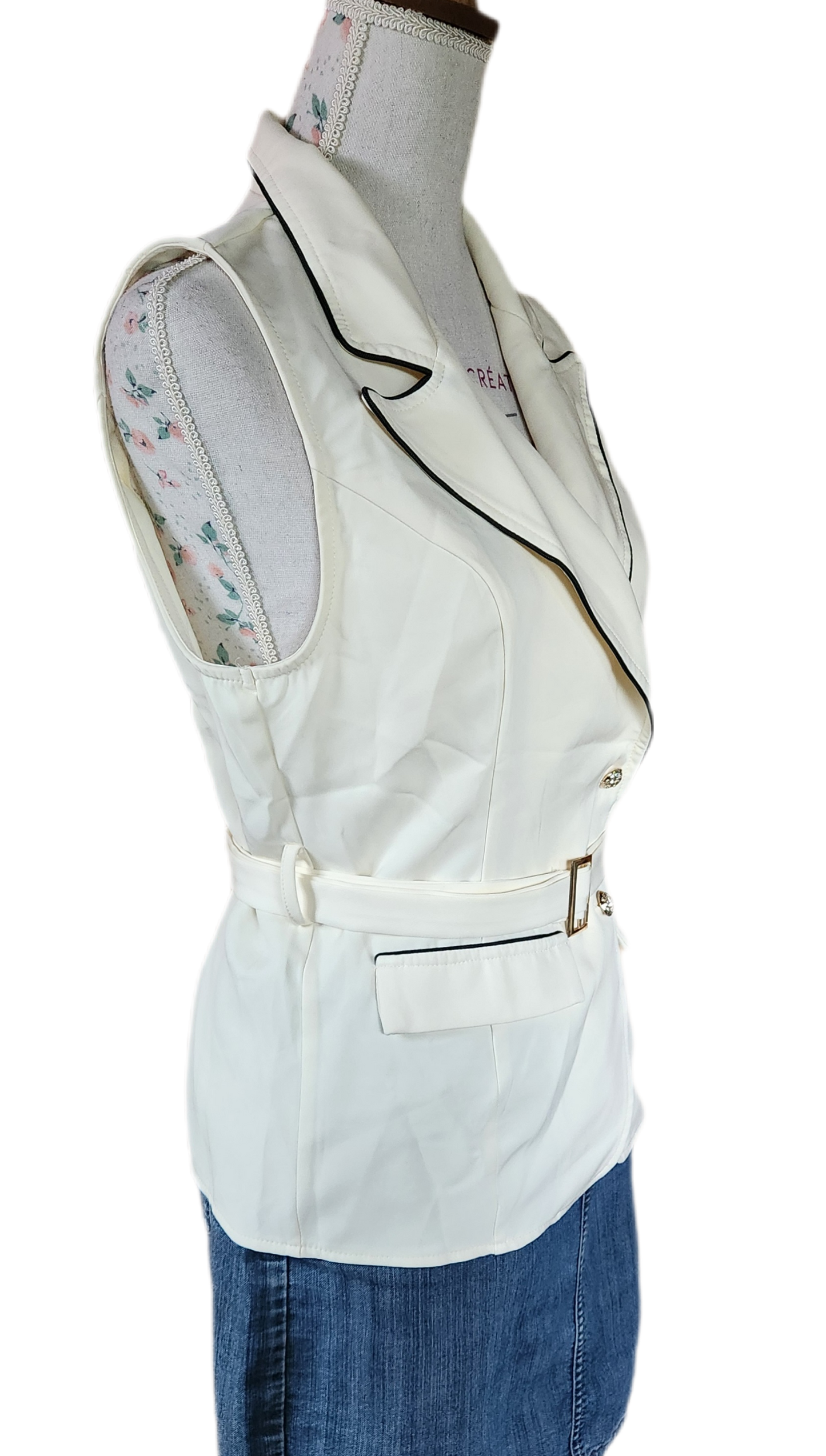 Veste blazer ceinturée sans manche Shein
