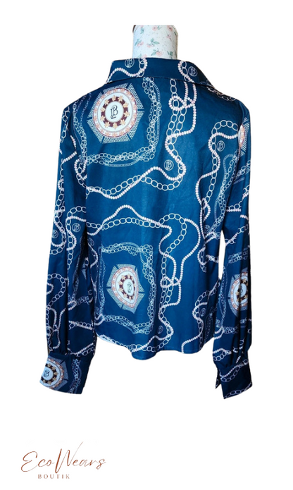 Blouse satinée col drapé