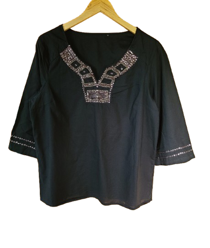 Blouse légère avec sequins et perles Made in Italy