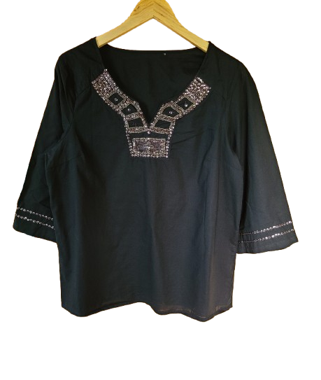 Blouse légère avec sequins et perles Made in Italy