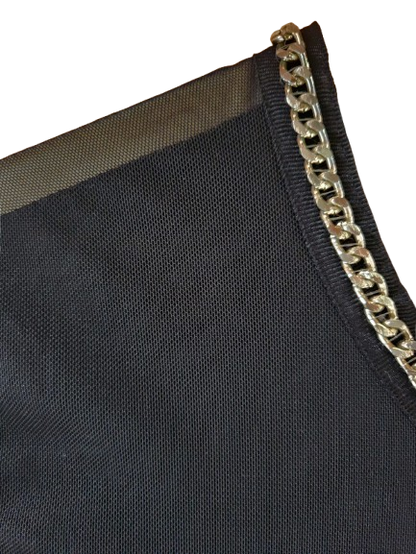 Cardigan/veste en voile semi-transparent avec chaîne dorée