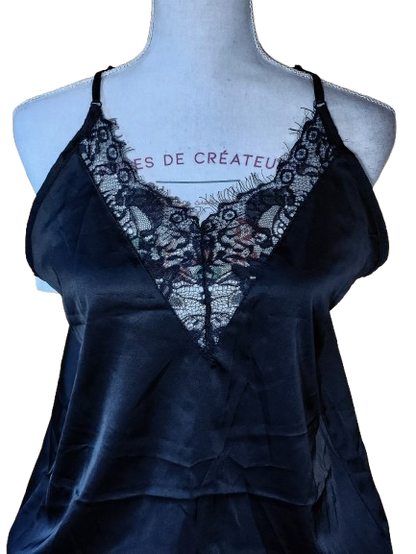 Nuisette body satinée avec dentelle