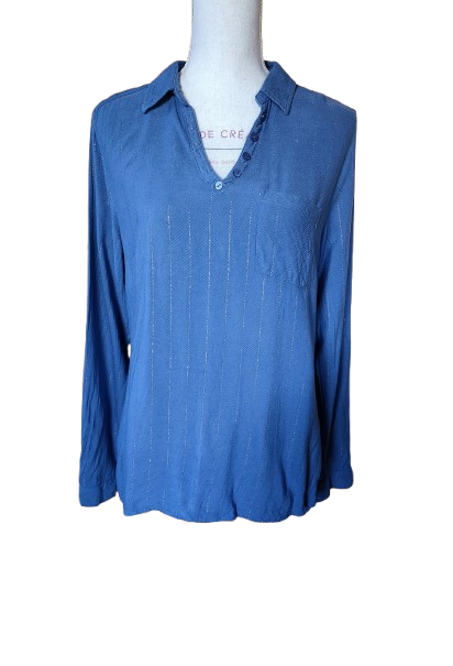 Blouse col chemise avec fils argentés Grain de Malice