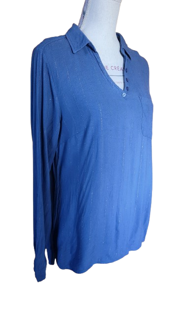Blouse col chemise avec fils argentés Grain de Malice