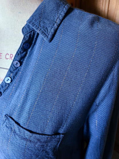 Blouse col chemise avec fils argentés Grain de Malice