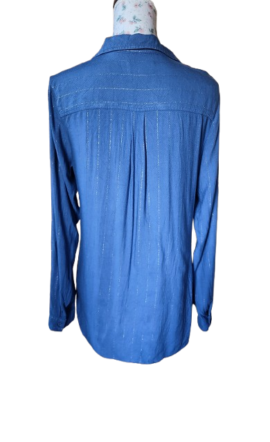 Blouse col chemise avec fils argentés Grain de Malice