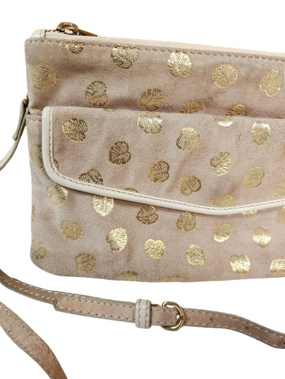 Petit sac à main beige/doré en croûte de cuir Galeries Lafayette