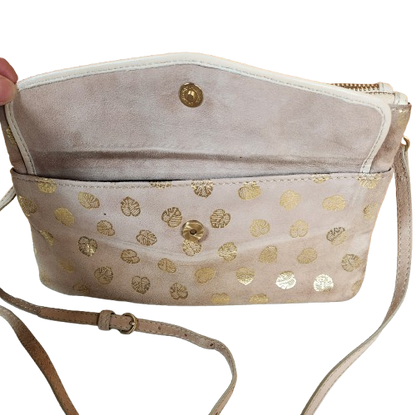 Petit sac à main beige/doré en croûte de cuir Galeries Lafayette