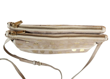 Petit sac à main beige/doré en croûte de cuir Galeries Lafayette