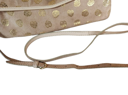Petit sac à main beige/doré en croûte de cuir Galeries Lafayette
