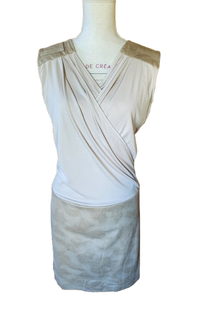 Robe habillée cache-coeur bi-matière