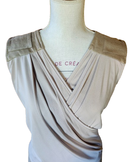 Robe habillée cache-coeur bi-matière