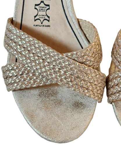 Sandales tressées beige/doré Christine Laure