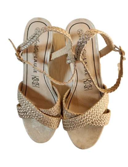 Sandales tressées beige/doré Christine Laure