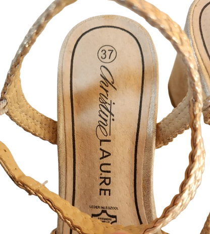 Sandales tressées beige/doré Christine Laure