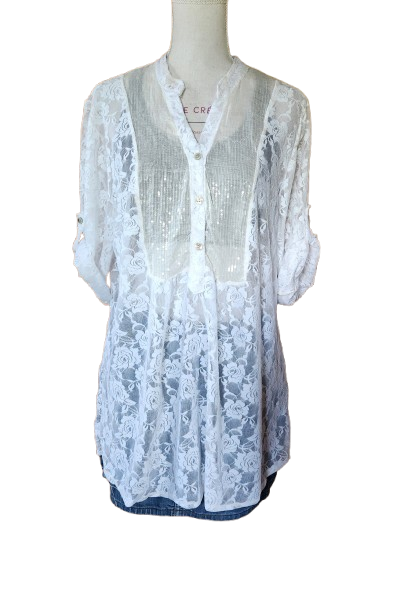 Robe de plage neuve en dentelle avec sequins Made in Italy