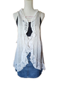Gilet bohème en maille fine et dentelle