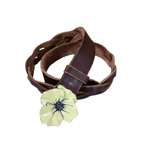 Ceinture en cuir avec boucle en acier émaillé