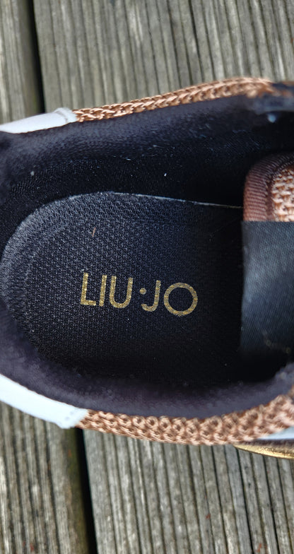 Basket à plateforme compensée en cuir et toile LIU JO