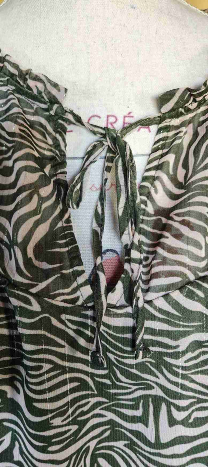 Blouse en voile imprimé avec fils argentés Grain de Malice