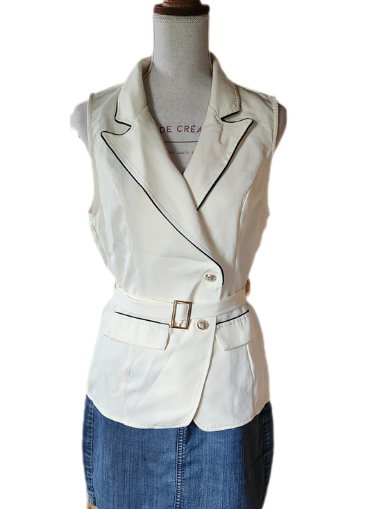 Veste blazer ceinturée sans manche Shein