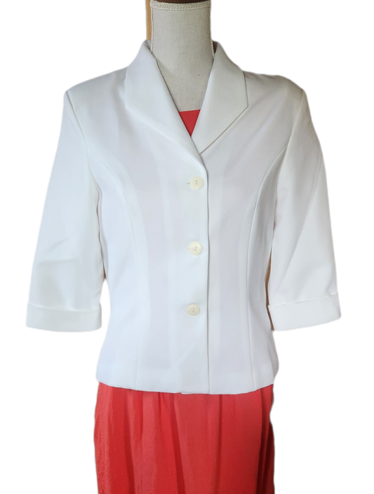 Veste blazer blanche manches 3/4